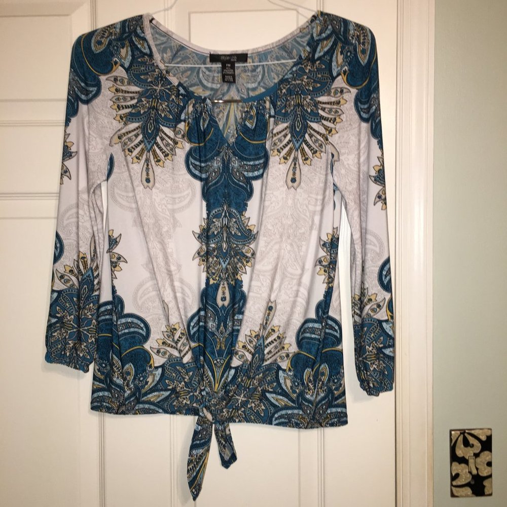 Style & Co top teal & white - A28